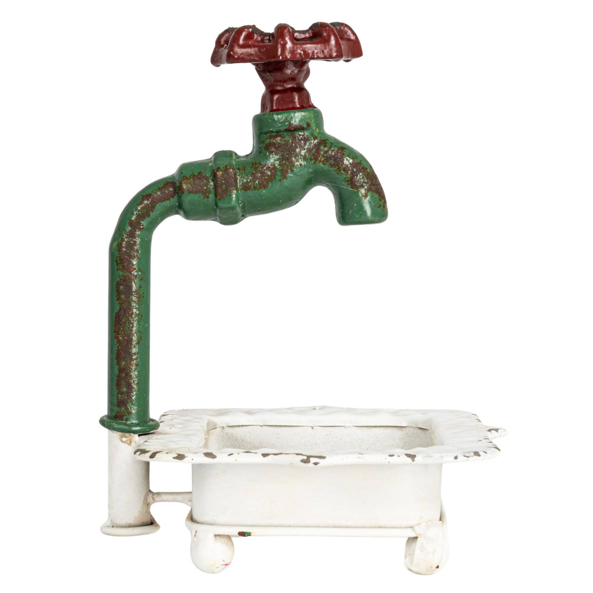 Charming Cast Iron Soap Dish with Miniature Faucet Detail